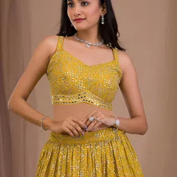 Zeel Clothing Embroidered Sequinned Semi-Stitched Lehenga With Blouse And Dupatta image 3