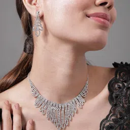 Rubans Rhodium Plated Cubic Zirconia Studded Jewellery Set image 5