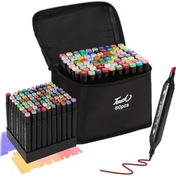 hasthip 80 Colors Alcohol Markers, Dual Tip Permanent Sketch Art Markers for Artist-picture-15
