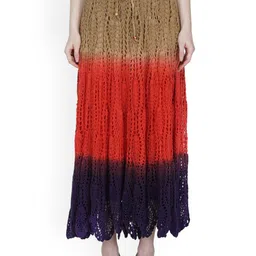 USHA ENTERPRISES Pure Cotton Crochet Flared Maxi Skirt-picture-10
