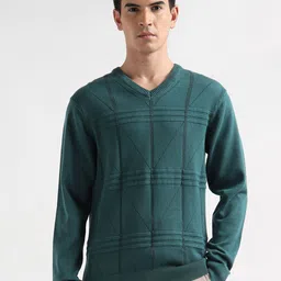 Arrow Men Self Design Long Sleeves Pullover Sweater-picture-38