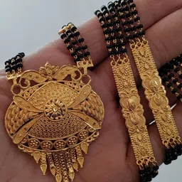 OM KRISHIV COLLECTION Gold-Plated Artificial Beaded Mangalsutra-picture-24