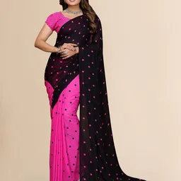 Moda Rapido Polka Dot Poly Georgette Saree-picture-17