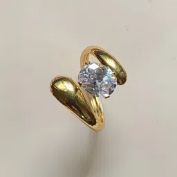 KALAVAATHI Gold-Plated Solitaire Statement Ring with Crystal Stone image 5