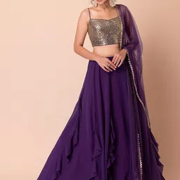 Zeel Clothing Embroidered Sequinned Semi-Stitched Lehenga With Blouse And Dupatta image 5