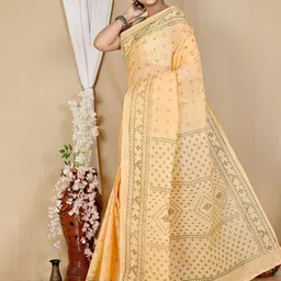 PuJoy Ethnic Motifs Woven Design Pure Cotton Taant Saree image 3