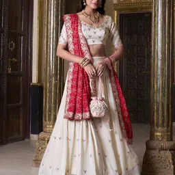 LOOKNBOOK ART Embroidered Ready to Wear Lehenga & Unstitched Blouse With Dupatta-picture-32