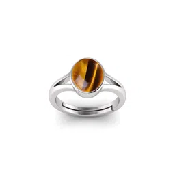todani jems 6.25 Ratti 5.60 Carat Silver Plated Adjustable Tiger'S Eye Gemstone NaturalBirthstone Stone Ring image 1