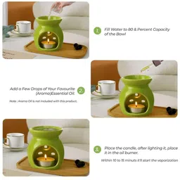 Garden Deco 3Pcs Lemon-Green Ceramic Burner Jar Oil Diffusers image 4