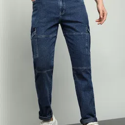 AFLASH Men Relaxed Fit Mid-Rise Light Fade Jeans-picture-37