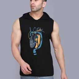 TEEFOX Graphic Printed Hooded Sleeveless Casual T-shirt-image-6