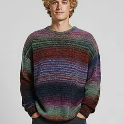 Mast & Harbour Striped Pullover with Fuzzy Detail image 2