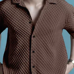 SAMRIZ Men Textured Spread Collar Casual Shirt image 3