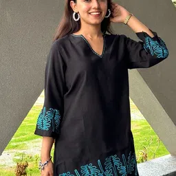 Blooming Tales Embroidered V-Neck Top & TrousersCo-OrdsSet image 2