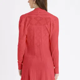 SHOWOFF Women Self Design Open Front Longline Shrug image 2