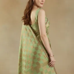 VRAGI Woven Design Zari Pure Chiffon Saree image 4