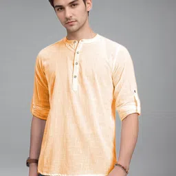 BHUVIKOO Mandarin Collar Roll-Up Sleeves Kurta-image-90