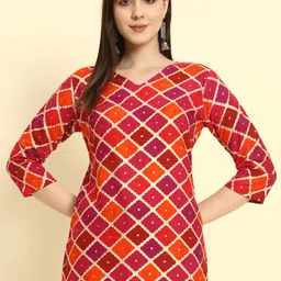 Mialo fashion Geometric Printed V-Neck Kurti-image-55