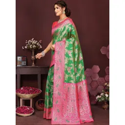 KALINI Ethnic Motifs Zari Silk Blend Designer Banarasi Saree image 5