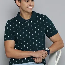 MERRIMENT Men Printed Polo Collar Tropical T-shirt-image-86