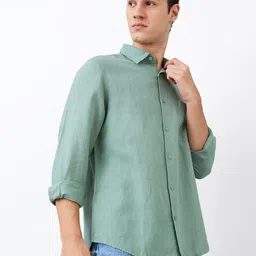 SPYKAR Men Spread Collar Solid Cotton Casual Shirt image 4