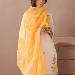 Indo Era Women Floral Embroidered Regular Thread Work Kurta with Trousers & With Dupatta image 4