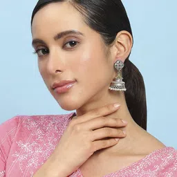 Biba Artificial Stones Studded And Beads Dome Shaped Jhumkas-picture-27