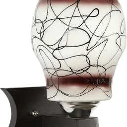 1ST TIME Brown & White Printed Wood Contemporary Abstract Shaped Shaped Wall Lamp-picture-18