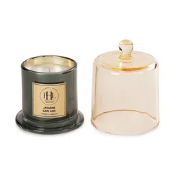 Pure Home and Living White & Grey Jasmine Garland Scented Jar Candlewith Cloche image 2