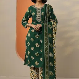 Libas Women Ethnic Motifs Printed Kurta with Trousers & Dupatta-picture-27