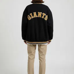 Mast & Harbour Men Collarless Typography Printed Bomber Jacket image 4