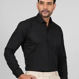 YASA CREATION Men Slim Fit Solid Spread Collar Cotton Casual Shirt image 3