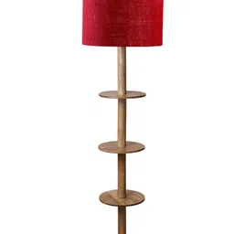 Aura Red & Brown Wooden Spherical-Shaped Floor Lamps image 5