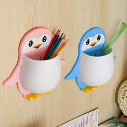 Plastic Penguin Design Wall Mounted Storage Organizer for Bathroom/Kitchen Etc x2.77 Storage Basket-image-13