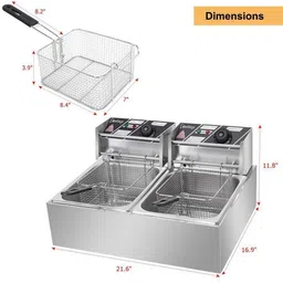khushi udyog 12L Double Tank Electric Deep Fryer 2 Baskets Stainless Steel Restaurant Use 12 L Electric Deep Fryer image 5