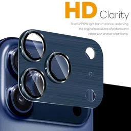 MOBCART Back Camera Lens Glass Protector, Camera Lens Ring Guard Protector for iPhone 17 Pro – 360°Full Coverage, Metal Frame +Glass Camera Protector Dark Blue image 5