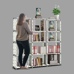 ftrxoy Carbon Steel Collapsible Bookshelf Space Saving 12-Shelf Book Rack Almirah Home Metal Open Book Shelf image 4
