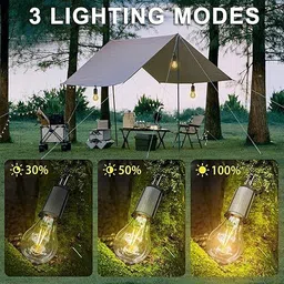 seavokes Rechargeable Hanging Clip Bulb | Portable LED Tent Lamp with 3 Light Modes White Plastic Hanging Lantern image 4