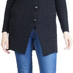 montrex Acrylic Blend Embellished, Woven Coat For Women image 4