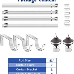 gloxy Silver, Brown Curtain Knobs, Curtain Rods, Rod Rail Bracket Metal image 3