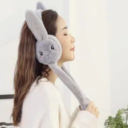 warhap Winter Funny 1 Grey Head Phone Moving Air Pump Earmuff for Girls/Women's Ear Muff image 1