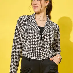dimpy garments Women Houndstooth Single Breasted Casual Blazer image 3