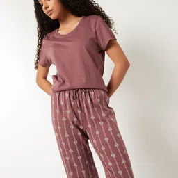 max Women Top & Pyjama Set Maroon Printed-picture-45