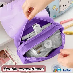 funblast Kuromi Pencil Pouch for Girls | Kawaii Pouch, Multipurpose Zipper Pen & Pencil Pouch for School Kids Art Canvas Pencil Box image 4
