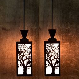 gojeeva Wooden Hanging Lamp Style Hanging Lamp Creative Wood Pendant Light Lamp suitable for Living Room,Foyer,Bedroom,Hallway (Pack of 2) Pendants Ceiling Lamp-picture-4