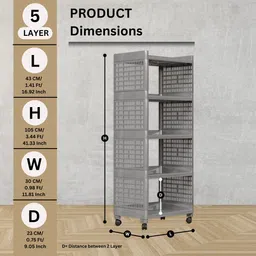 morbrix 5 Layer Multi Purpose Kitchen Trolley for Office and Household Plastic Kitchen Trolley image 2