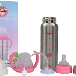 3 in 1 Three Head Cartoon Printed Baby Steel Feeding Bottle - 240 ml - 240 ml-image-41