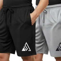 senseclub' Solid Men Black, Grey Regular Shorts, Basic Shorts, Sports Shorts, Night Shorts, Cycling Shorts, Gym Shorts image 1