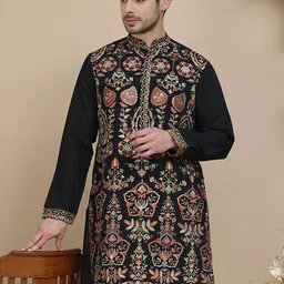 jompers Men Embroidered Pure Silk Straight Kurta-picture-15