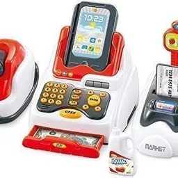 dherik tradworld Supermarket Big Red Cash Register Toy for Kids with Checkout Scanner-picture-26